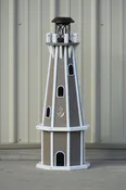 32" Octagon; Solar Powered Poly Lighthouses Clay/white trim