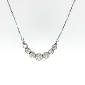 White Gold Bezel-Set Diamond Curved Bar Necklace