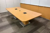 49" x 120" Haworth Planes Conference Table w/ Power Boxes (Medium Oak Veneer)