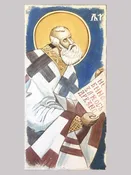 Studies for St. Athanasius of Prizren - buon fresco on panels and cartoon