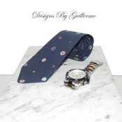 Deep Blue Digital Floral Handcrafted Necktie