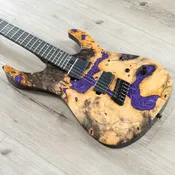 Legator Ninja X6F Multi-Scale Guitar, California Buckeye Burl, Fishman Fluence Pickups, Royal Purple