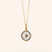 18ky Compass Charm Enameled