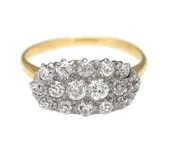1920's Antique Art Deco 14K Yellow/White Gold Two-Tone 1 CT Diamond Cluster Ring
