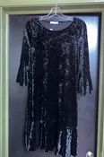 3/4 BELL SLV CRUSHED VELVET DRE