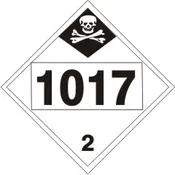 1017 CHLORINE INHALATION HAZARD – CLASS 2 DOT PLACARD