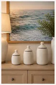 Beaded Wooden Jar Set/3 pcs