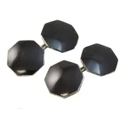 Art Deco Black Enamel Sterling Silver Cufflinks