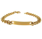 Gold Color Plated Stainless Steel Engravable | Cuban Link ID Bracelet | Large Adult Men | Women