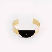 Black Half Moon Bracelet in 14k Gold-Plated Brass
