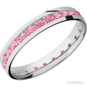 4 mm wide/Domed/Cobalt Chrome band with an Eternity arrangement of .07 carat Round Lab Dark Pink Diamond stones in a Channel setting.