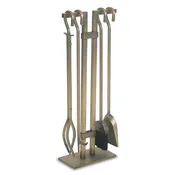 5 Piece Sinclair Burnished Brass Fireplace Tool Set