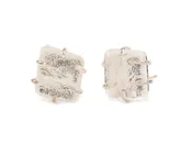 Clear Glass Chunk Earrings, Silver