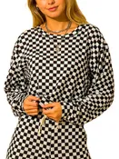 CHECKERED LONG SLEEVE CREW