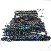 1950s peacock purple iris carnival glass bead mix. 8.5oz. b11-mx24