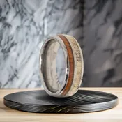 8 mm Domed Tungsten with KOA & Antler Inlay Model #1020