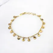 14k Solid Gold Aura Hammered Coin Bracelet