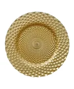 Acrylic Gold Peacock Charger — Diehl Event Rentals
