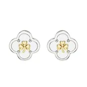 14K Gold Vermeil Clover Shamrock Mother of Pearl Earrings