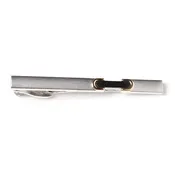 2 5/8 Genuine Onyx with Gold Trim Long Silver Tie Bar