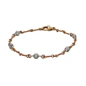 10=0.35 Carat Total Weight Round Diamond Double Bezel Bracelet in 18K Rose Gold
