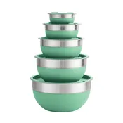 10 Piece Covered Stainless Steel and Silicone Mixing Bowl Set