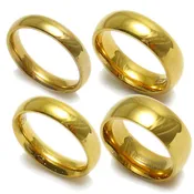 14K Gold Ion Plated Glossy Polished Stainless Steel Wedding Band. Available in 5 Widths. Couple Ring