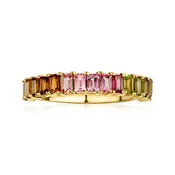 1.00 ct. t.w. Multicolored Tourmaline Ring in 18kt Gold Over Sterling