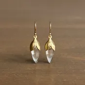 10k Gold & Crystal Bud Drop Earrings