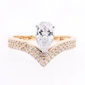 14K Two-Tone Gold Floating Pear Diamond Ring Setting | 0.25 CTW