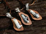 Hand Made Aquamarine Specimen In A Wooden Pendant - Sold Per Item - From Erongo, Namibia