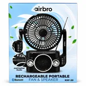 Airbro RXF-20 Rechargeable Portable Fan & Bluetooth Speaker - 5"