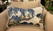 Asian Scenic Blue & Green (Front) w/ White Cord Pillow Sham