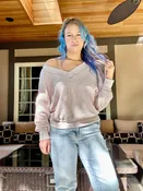 #1 v neck waffle top Ash