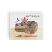 Bird and Hippo Birthday Card