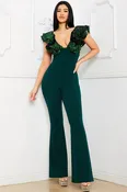 IB2297JP - SEQUIN RUFFLE SLEEVE JUMPSUIT