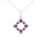 14k White Gold Ruby and Diamond Drop Pendant – PP977DR