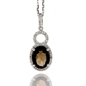 14KW 3.60 ct Smoky Quartz Pendant with 0.36 Diamonds