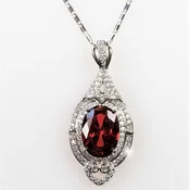 Adela Vintage Art Deco Ruby Oval Pendant  | 13ct | 20ct