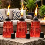 3pc Citronella Table Top Torches, Red