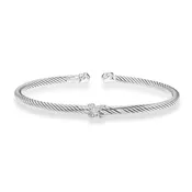 Sterling Sliver and Diamond Kiss Cuff Bracelet