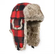 Mad Bomber Buffalo Plaid Wool Bomber Hat with Brown Fur