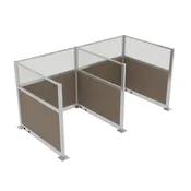 Acoustic Portable Partition Wall Pre-Configured Hush Panel Electric Cubicles 6' x 6' W/ Window Slate Woven Fabric - Silver Trim