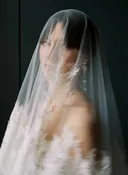 Abstract lace edge bridal veil - Style #2528