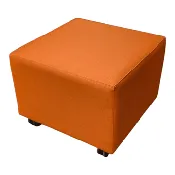 21" x 21" x 16.5" Steelcase Await Orange Mobile Ottoman TB117 Model 460-H SOS260208 | Pre-Owned Office Ottoman with Rolling Casters