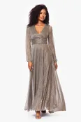 "Alexa" Metallic Knit Long Sleeve Dress