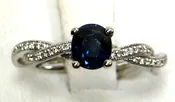 Blue Sapphire Ring 14K white gold Filigree Natural Made in USA