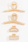 Pearl Pave Assorted Hair Claw Set