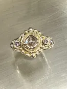 18ky Neuvo Decoring with Chamoagne stepcut natural diamond and natural champagne diamond accents