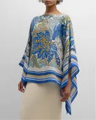 "Amazonia" Poncho in Cobalt